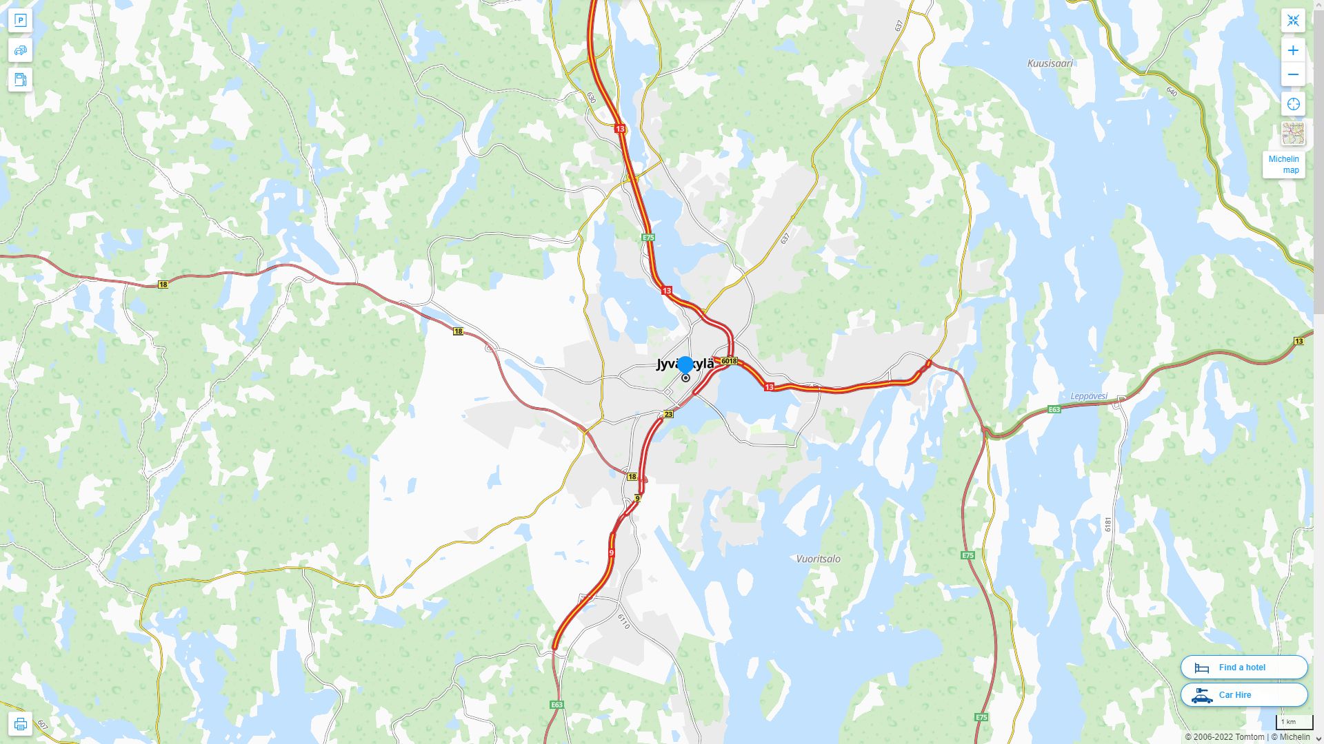Jyvaskyla Highway and Road Map